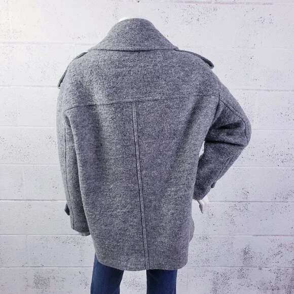 Los Angeles Project Double‎ Breasted Pea Coat Overcoat Womens Small Gray - Picture 4 of 12